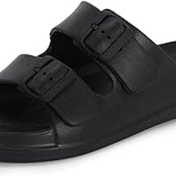 Men's Classic Cushion Sliders/Slippers with Adjustable Buckle Strap for Adult | Comfortable & LightWeight |Stylish & Anti-Skid| Waterproof & Everyday Flip Flops for Gents/Boys D-505-3
