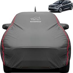 FABTEC Waterproof Premium Car Cover for Tata Altroz with Mirror and Antenna Pocket Super Waterproof Car Body Cover Heavy Duty Durable Peva Grey with Red Piping-29