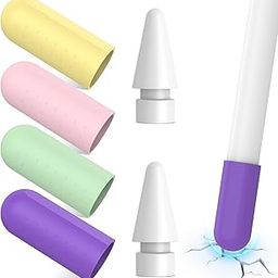 Replacement Tip for Apple Pencil, 4-Pack Shockproof Non-Slip Impact Ressitant Silicone Pen Cover iPencil Caps Stylus Nib + 2 Tips for Apple Pencil Pro USB C 1st Generation 2nd Gen for iPad Mini Air-21