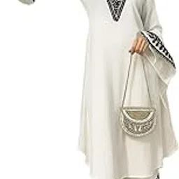 miss clothing Women's Black Embroidered Kurta Set with Beautiful Sleeves, V-Neck, Leaf Pattern Trim-picture-3