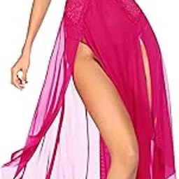 ssoshhub Women Lingerie Deep V Neck Nightwear One Piece Sexy Nightgowns Mosaic Lace Mesh Dress-picture-1