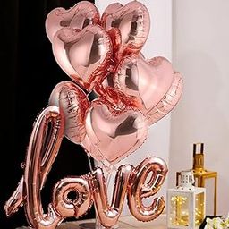 Party Propz Valentines Day Decoration Kit - Pack of 11 Valentines Day Balloon Decoration Items with Rose Gold Heart & Love Foil Balloons, Valentines Gift, Anniversary and Wedding Decoration-image-20
