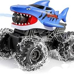 The Decor Affair Amphibious Shark RC Monster Truck, 4WD All-Terrain Remote Control Car & Boat with Water Squirt, 2.4GHz Waterproof Off-Road Vehicle, Pool Water Toy for Kids Age 6+-image-66