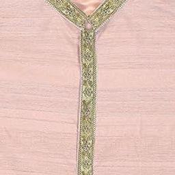 Pulse Weaves Men's Unstitched Textured Kurta Fabric Set, Peach Poly Raw Silk with Santun Silk, 3 Meters, Upto 5XL-98