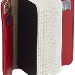 Classic Edition Card Holder Mini Notebook Wallet, 9 Pockets Wallet, Pocket Size Made Of Italian Vegan Leather, Pocket Size, Ruled, 96 Pages, 285 Gsm, Red, Pack Of 1 - Unisex Adult-10