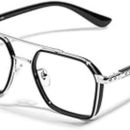 Zeemork Square Frame Optical Glasses, Black and Silver, Unisex Stylish Design-image-8