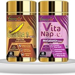 Vitaminnica Omega 3 + Vita Nap (Melatonin) Combo: Sleep Support and Overall Wellness - 120 Capsules-8