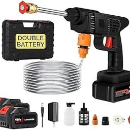 Car Washer High Pressure Gun Rechargeable with 2 Batteries | 1 Year Warranty | Pressure Washer for Car | Car Washing Pump | Water Pressure Gun for Car Wash | Gardening, Cleaning-image-42