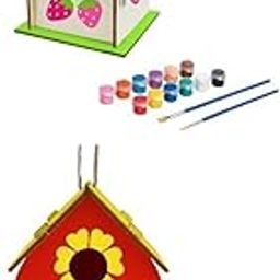 MERISHOPP 2X DIY Bird House Unpainted Build Paint Hanging Wooden Birdhouse Set Craft|Home & Garden|Yard, Garden & Outdoor Living|Bird & Wildlife Accessories|Birdhouses-image-40