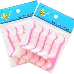 Red Champion 3in1 Dental Tooth Cleaning Dental Floss Plastic Set for Clean Teeth Fresh Breath and Healthy Gums, Oral Care Floss Toothpick Cleaner With Handle Flosser For Thread Teeth, Pack of -50-19