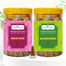Hari Mangal Dhoop Cones | 140 pc Dry Dhoop Cone | Fragrance - Rose & Rajnigandha | Dhoop Cones for Pooja - Pack of 2-20