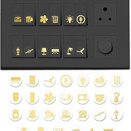 Viraaji Golden Switch Board Stickers for Home and Office - 330 Self Adhesive Electric White Switch Board Covers, Vinyl Transparent Stickers for Lightbulb, Fan, AC, Stickers (Gold)-image-38