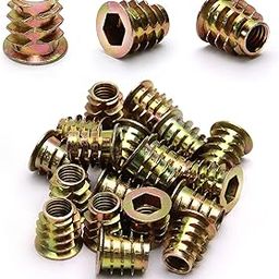 Yinpecly M8 Threaded Insert Nuts Zinc Alloy Hex Socket for Furniture Display Case, Bronze Tone 20pcs-65