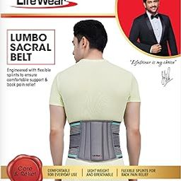 Life Wear Lumbo Sacral Belt for Low Back Pain, Waist and Back Support Belt for Sprain, Strain, Injury Recovery, Flexible Splints for Support, Comfortable Foam Padding, For Men and Women, Size (XXL)-image-64