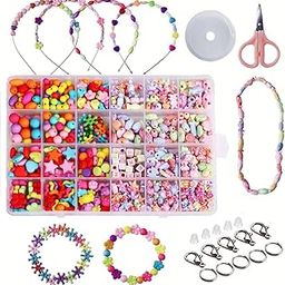 Satmarhz Jewellery Making Kit for Girls, Colorful Bracelet Making Set for Kids DIY Craft Necklace Making, Activity Toys for Girls Age 6-12 Years Old-27