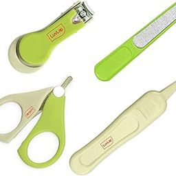 LuvLap Baby 4in1 Nail Grooming Set – Scissor, Clipper, Tweezer & Filer, Green-image-58
