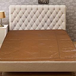 Baby Waterproof Plastic Sheet- Double Bed/Baby-Adult Waterproof Mattress Protection Sheet by GoodLuck (7.5 X6.5 Feet) (Self-Design Golden Brown)-picture-20