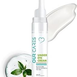 OUR CARES Under Eye Cream with Green Tea, Coffee & Vitamin C | Reduces Dark Circles, Puffiness & Fine Lines | Roller Applicator | For Men & Women | 10g-11