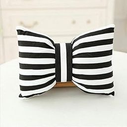 The Purple Tree Polyester & Polyester Blend Bow Cushion (12x16 Inch, Satin) - Decorative for Girls Room, Pretty Decor, Black-11