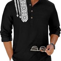 Folgen Men's Printed Cotton Blend Full Sleeve Straight Kurta Regular Fit Short Kurta Shirt for Men-4
