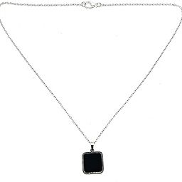 Men’s Silver-Tone Chain with Black Square Pendant| Minimalist Pendant for Everyday, Office, Casual Outings, or Gifting | Classic Elegant Jewelry for Him-image-87