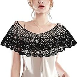 Black Shawl Poncho Cape for Women - Elegant Poncho for Women with Shell Pattern, Loose Hollow Out Shawl for Off-Shoulder, Decorative Cape for Women Stylish-23
