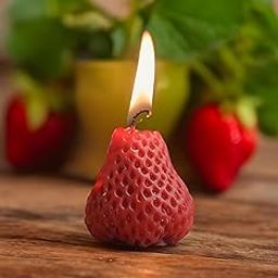 Decorative Mini Strawberry Shaped Scented Candle, Red, Rose Scent, Pack of 8, Birthday Candle-image-18