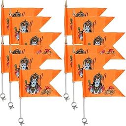 VERBIER Jai Shree Ram ji Flag for Bikes and Cycles Ram Ji Printed Flag with Flag Holder Stand for Vehicle Handle Set of 12pcs and Pack of 1-image-97