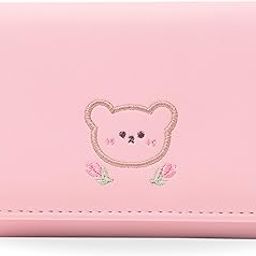 Trifold Wallets for Girls, Women - Faux Leather Mini Credit Cards, Cash Holder Wallet - Small Pocket Purse (Pink)-image-99