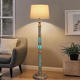 Decorcity Antique Algae Wooden Floor Lamp Floor Lamps Night Lamp Shade Side Lamps Light Decoration for Home, Multicolor Fabric Shade Decoration for Home Corner, Living Room & Bedroom (Beige)-picture-30