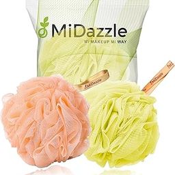 Midazzle Luxury Loofah Bathing Sponge Exfoliator Scrubber for High Lather Cleansing (Small, Pack of 2, Orange & Yellow)-15