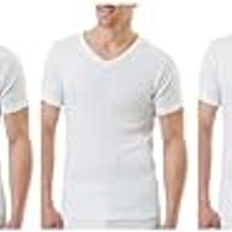 Pack of 5 - Men's Undershirts Plain Cotton White RNS Half Sleeves Vests-image-86