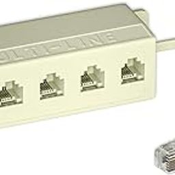 Goupchn Five Way Telephone Splitter RJ11 6P4C Male to 5 Female Outlet Ports Sockets Phone Line Splitter Adapter for Telephone, Landline, Fax Ivory-30