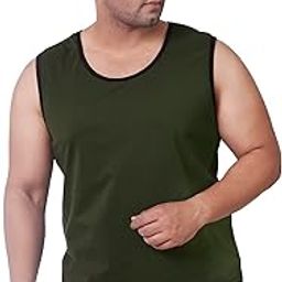Mens Plus Size Sando Tank - Olive-image-93