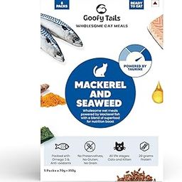 Goofy Tails Mackerel and Seaweed Wet Cat Food and Kitten Food, 350g (70g X 5 Pouches), Preservative Free, Gluten & Grain Free, Balanced Cat Wet Food, Powered by Taurine with Omega 3 & Antioxidants-image-52
