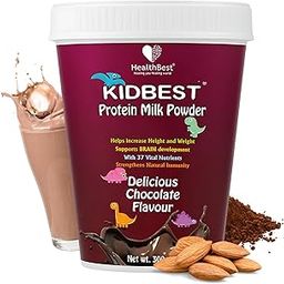 HealthBest Kidbest Protein Milk Powder for Kids | Healthy Growing | Chocolate Flavor - 300gm-image-40