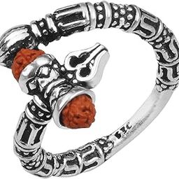 925 Silver Trishul Damroo Ring for Unisex-adult (White)-image-49