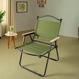 Kuber Industries Portable & Foldable Chair for Travelling - Camping Cloth Kurchi for Outdoor Beach & Home Aram - Green-image-1