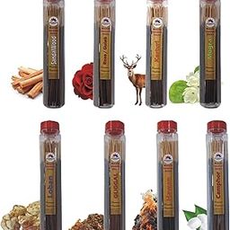 Pujahaat Premium Sandalwood, Rose, Mogra, Loban, Guggal, Hawan Samagri, Camphor (Kapoor), Musk(Kasturi) Incense Stick Masala Agarbatti | No Charcoal, 8 Fine Fragrance - 800 gm (8 x 100 GMS)-image-19
