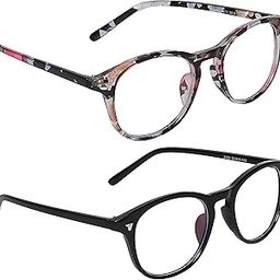 mashamart® Blue Light Blocking Glasses, Pack of 2, Anti-Reflective Lens, Anti-Scratch, for Reading, Black & White-image-40