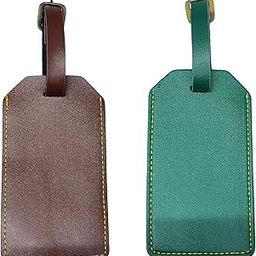 MOREL Luggage Leather Tags 2 PCS Travel Bag Tags Suitcase Tags Baggage Tags for Luggage for Flight |Brown Green|-picture-29