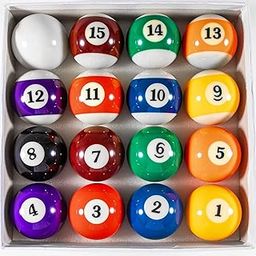 TIMA Billiard Ball Set Regulation Size 2-1/4 Inch Pool Balls Set Complete 16 Balls, Poolball, Multicolor Polyester-picture-17