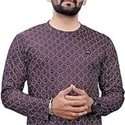 STI Men's Pink Geometric Pattern Long Sleeve T-Shirt with Logo Badge-image-2