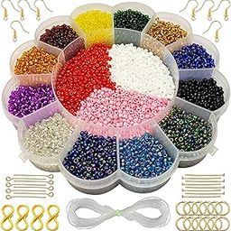INDIKONB Glass Seed Beads for Jewelry Making - 8/0 3mm Multicolored Assortment (Pack of 5250 Beads)-picture-12