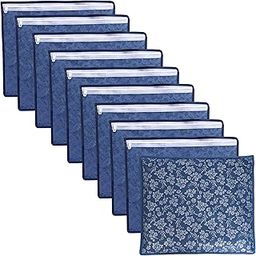 Non-Woven Printed Single Saree Cover, Saree Bag Pack of 10Pcs, Transparent Saree Covers With Zip, Saree Covers For Storage, Wardrobe Organiser, Size-36x42x2cm (Blue)-5