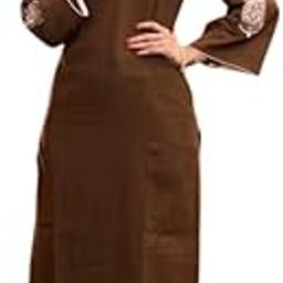 Women's Brown Rayon Kurti with Embroidered Details, with Pant Bell Sleeves, Traditional Indian Ethnic Wear Co Cords-image-19