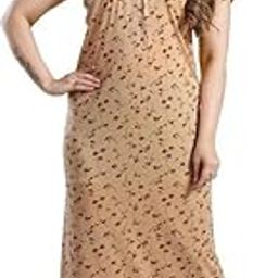 Women's Hosiry Printed Nighty – Soft & Comfortable Sleepwear with Floral Design, V-Neck, Short Sleeves – Full Length Night Gown for Women-image-44
