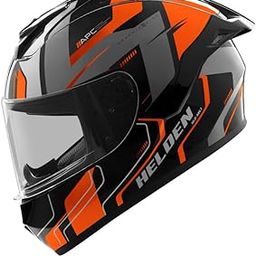 Reise Helden Full Face Riding Helmet | ISI/DOT/ECE Certified | European Design | Bluetooth Ready | Orange / Black Gloss-10