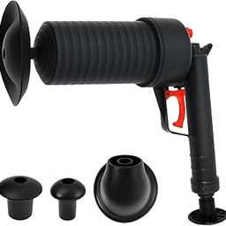 Toilet Plunger with 4 Unclogging Heads, Air Plunger, Toilet Drain Clog Remover, Drain Clog Remover Tool, Pipe Dredging Tools, Sink Plunger for Sink Toilet Bathroom Shower Clogged Pipe(Black)-image-8
