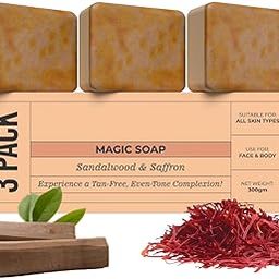 Chandan & Kesar Magic Soaps For Bath (300 Gms Pack Of 3) | Paraben Free | Sandalwood & Saffron Bath Soap | Handmade Soaps For Glowing | Skin Brightening Soap For Men & Women-12